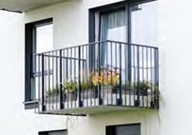 Steel balcony with Tico Thermal Breaks to prevent thermal or cold bridging